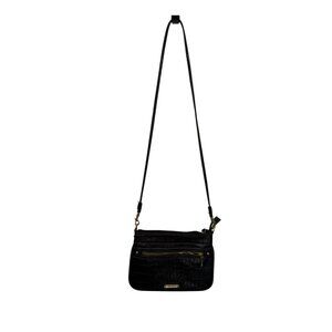 Anne Klein Cross Body Purse Black Leather Alligator Pattern